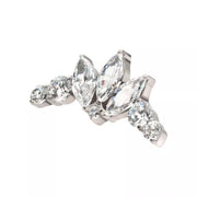Round & Marquise CZ Crown Titanium Threadless Pin