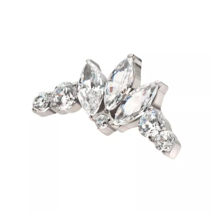 Round & Marquise CZ Crown Titanium Threadless Pin