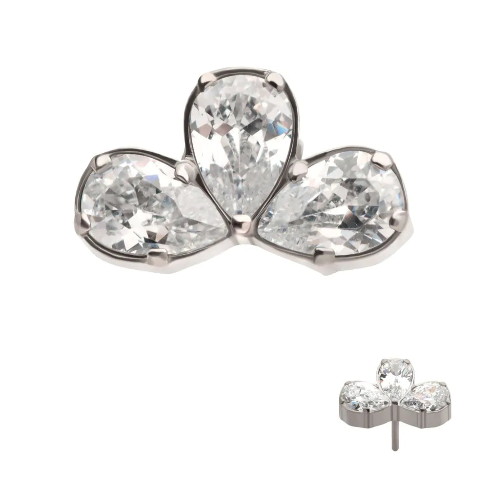 3 Pear Fan Titanium Threadless Pin