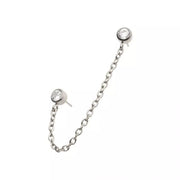 Duo Bezel Round with Rolo Chain Dangle Titanium Threadless Pin