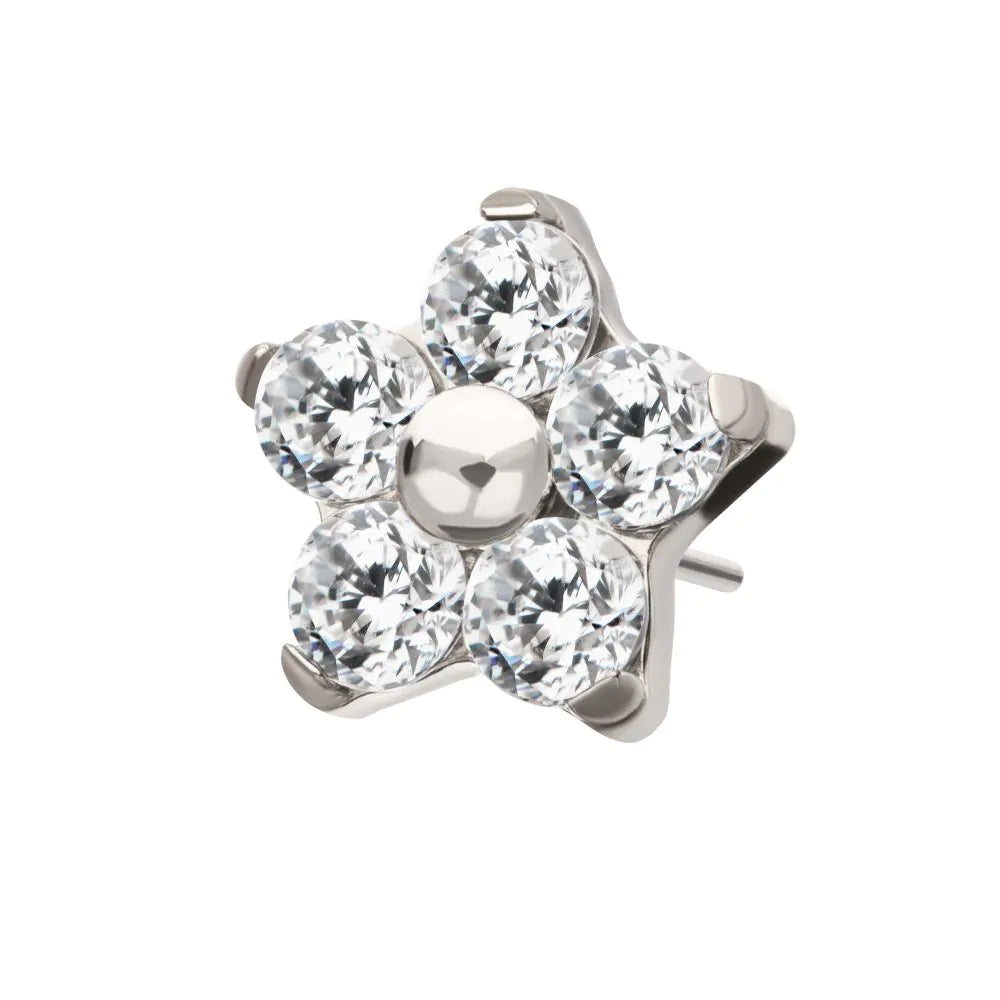 5-Petal Flower Titanium Threadless Pin