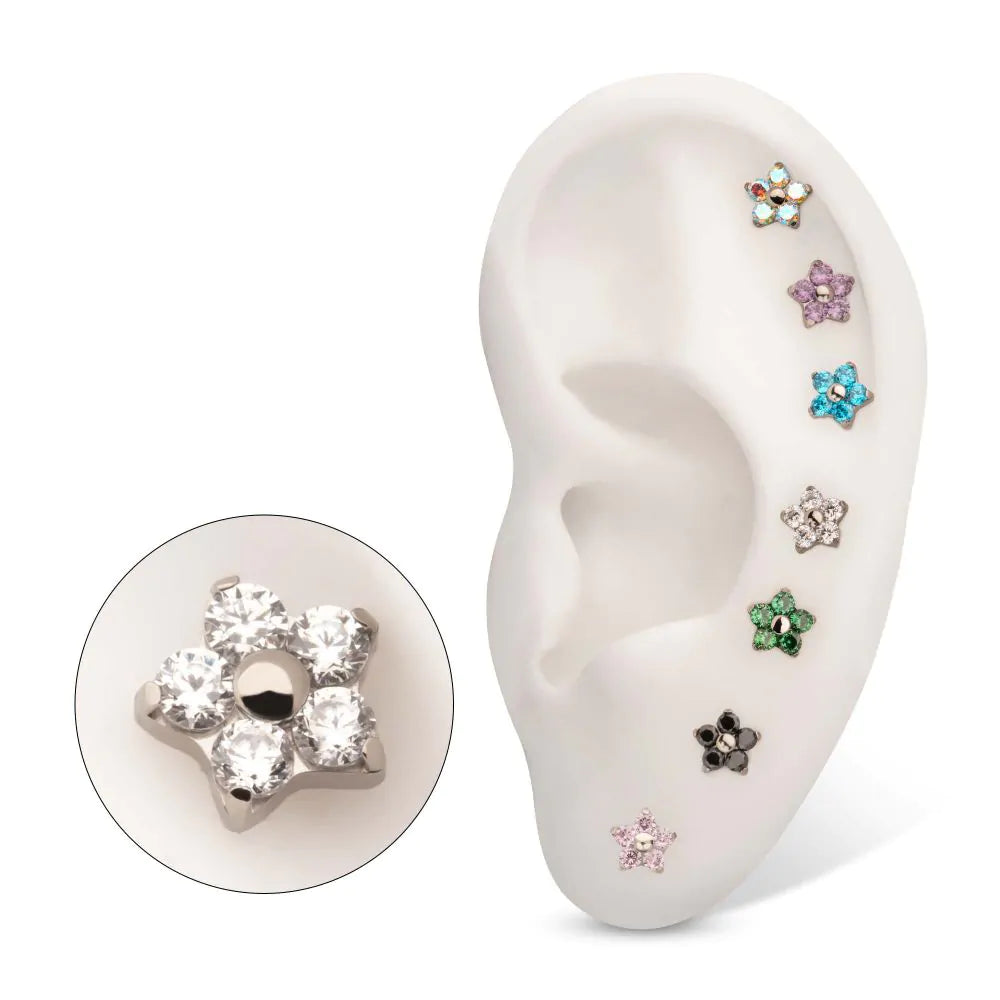 5-Petal Flower Titanium Threadless Pin